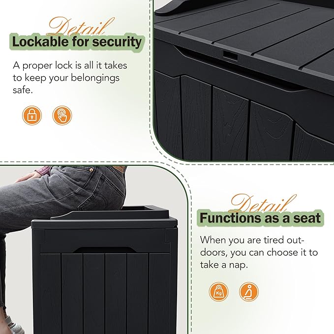 Greesum 31 Gallon Resin Deck Box All Weather Outdoor Storage Boxes - Image 4