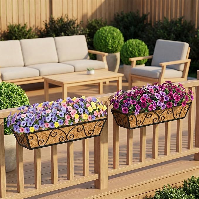 4pcs 24 Inch Window Deck with Coco Liner, Metal Hanging Flower Planter Window - Image 6