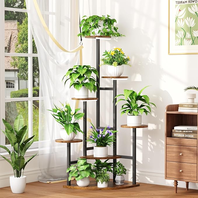 Corner Plant Stand with Grow Lights, 7 Tiered Plant Shelf Indoor, Metal Plant - Image 4