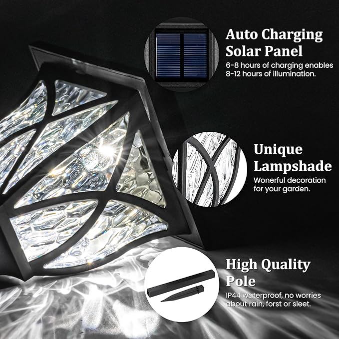 GIGALUMI 8 Pack Solar Lights Outdoor Waterproof, LED Solar Garden Lights - Image 4