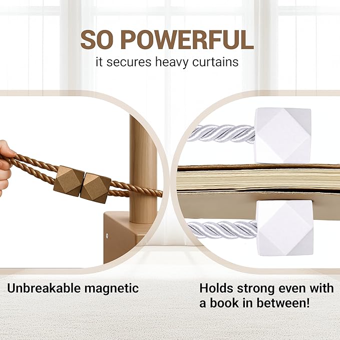 Hion Magnetic Curtain Tiebacks Dark Brown 2pcs, Curtain Tiebacks Buckles - Image 5