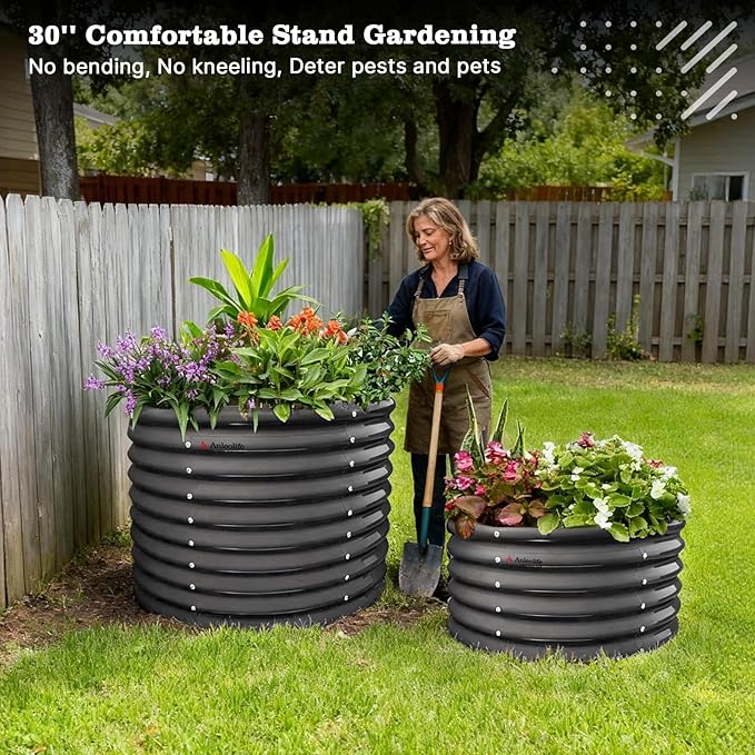 A ANLEOLIFE Set of 6, 30 Inch Extra Tall Galvanized Raised Garden Beds Kit - Image 6