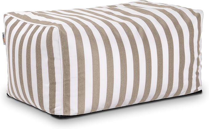 Jaxx Leon Outdoor Bean Bag Ottoman, Taupe Striped by Jaxx