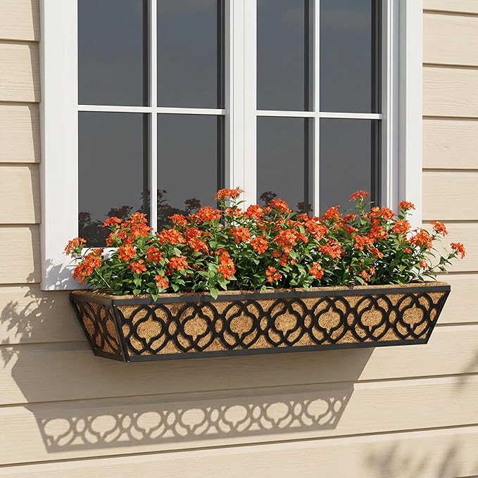 Y&M 30 inch Window Planter Box 2Pcs Iron Window Deck Railing Planter - Image 6