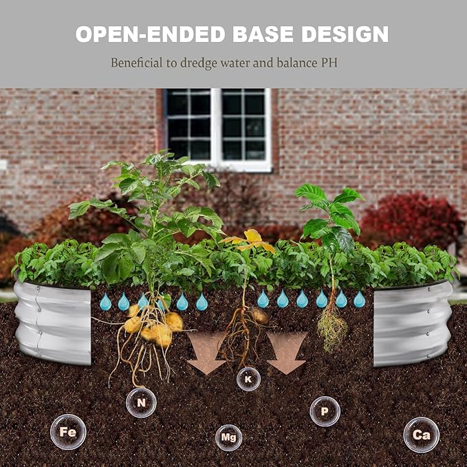 Raised Garden Bed, Oval Metal Planter Box - Image 4