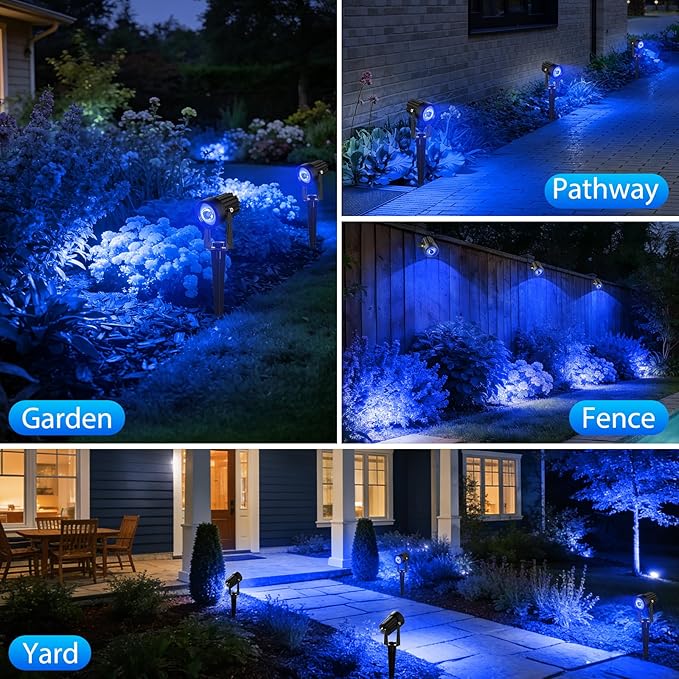 T-SUNUS Solar Spot Lights Blue Metal Outdoor Christmas Spotlights - Image 7