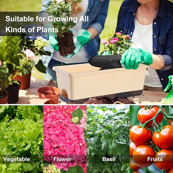 Window Box Planter 8 Pcs, 17 Inches Rectangle Flower Pots - Image 8