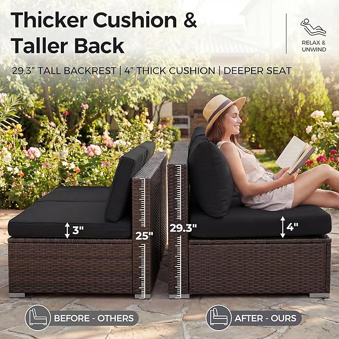 NICESOUL 6 Piece L Shaped Outdoor Sofa - Image 7