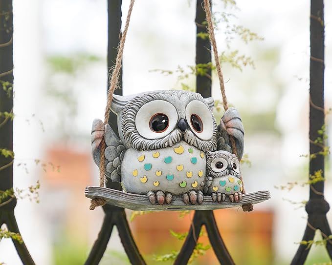 Swing Owl Hanging Planters for Indoor Plants, Cute Small Succulent Pots - Image 3