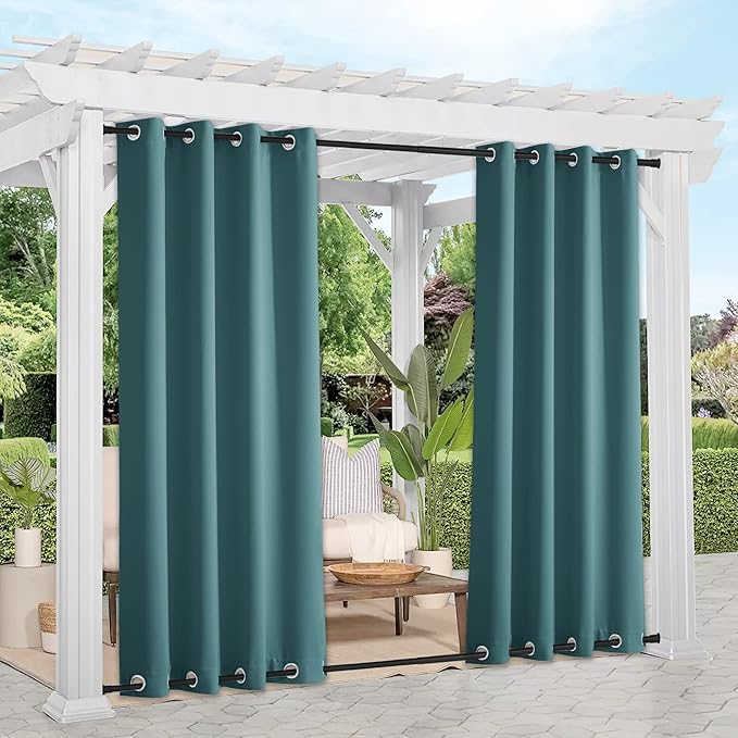 NICETOWN 2 Panels Windproof Outdoor Curtains Top and Bottom Grommet by NICETOWN