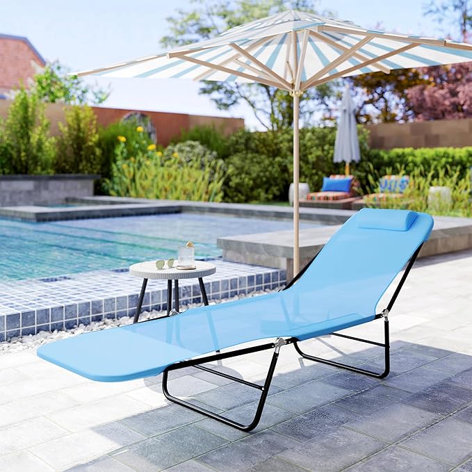 Outsunny Folding Chaise Lounge Chair, Pool Sun Tanning Chair, Outdoor Lounge - Image 9
