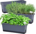 Window Box Planter 4 Packs, 17 Inches Rectangle Flower Pots by Oliz