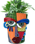 Abstract Face Planter Pots for Plants, Hand-Painted Colorful Flower Pots by Midogaigai