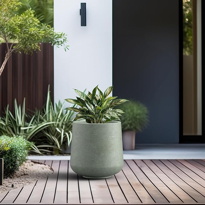 Kante 11.6" Dia Round Concrete Planter, Outdoor Indoor Large Plant Pots - Image 3