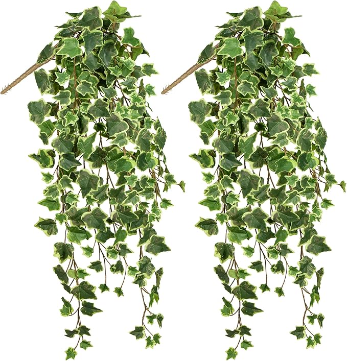 Hollyone 2pcs Artificial Hanging Plants 35.4" Fake Ivy Vine Faux Ivy Leaves by Hollyone