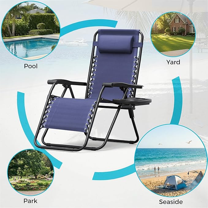 Homall Zero Gravity Chair Patio Folding Lawn Outdoor Lounge Gravity Camp - Image 7