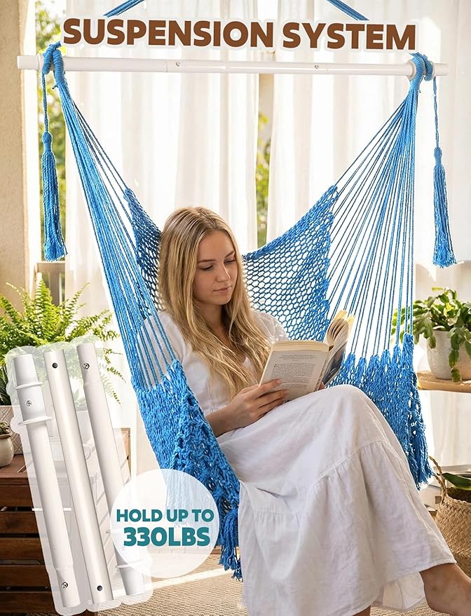 Chihee Hammock Chair Super Large Hanging Chair Soft-Spun Cotton Rope Weaving - Image 5