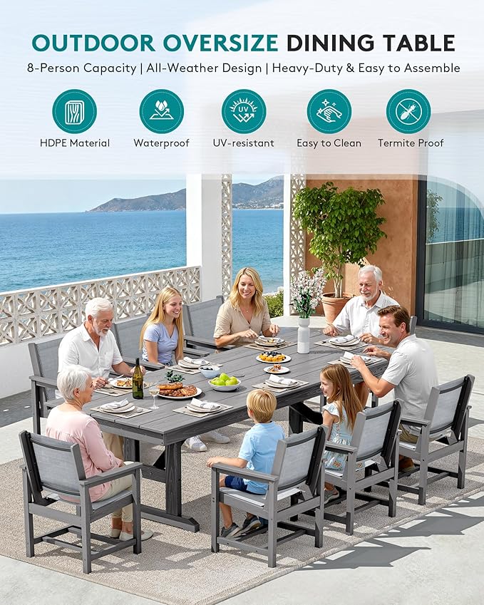 SERWALL 9 Piece Outdoor Dining Set - Image 6