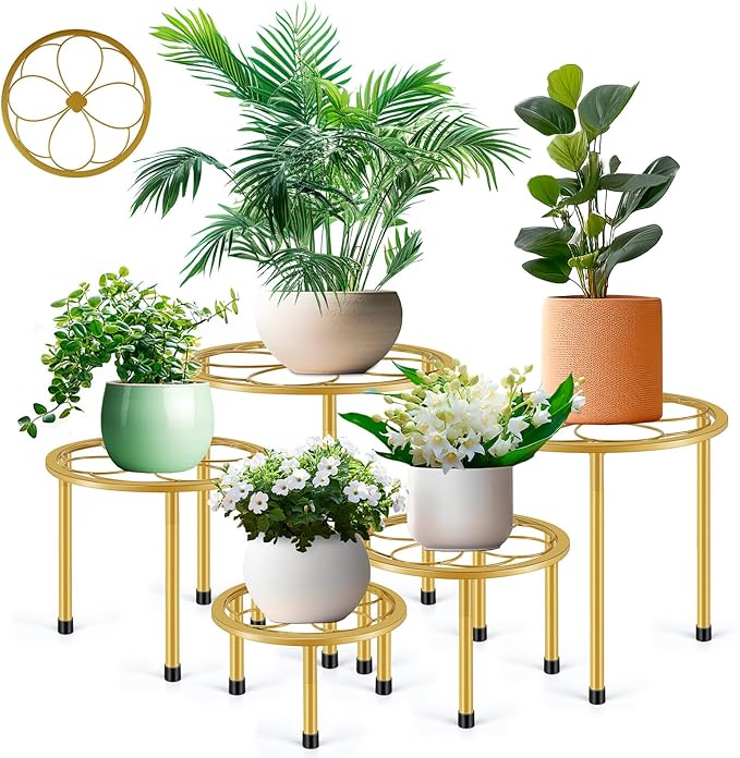 5 Pack Metal Plant Stand, Anti-Rust Iron Plant Stands by Amoot