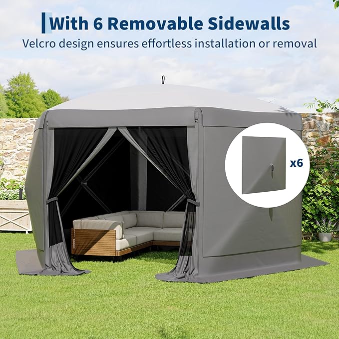11.5x11.5FT 6-Sided Pop Up Gazebo Tent，One-Push Setup Canopy Tent - Image 4