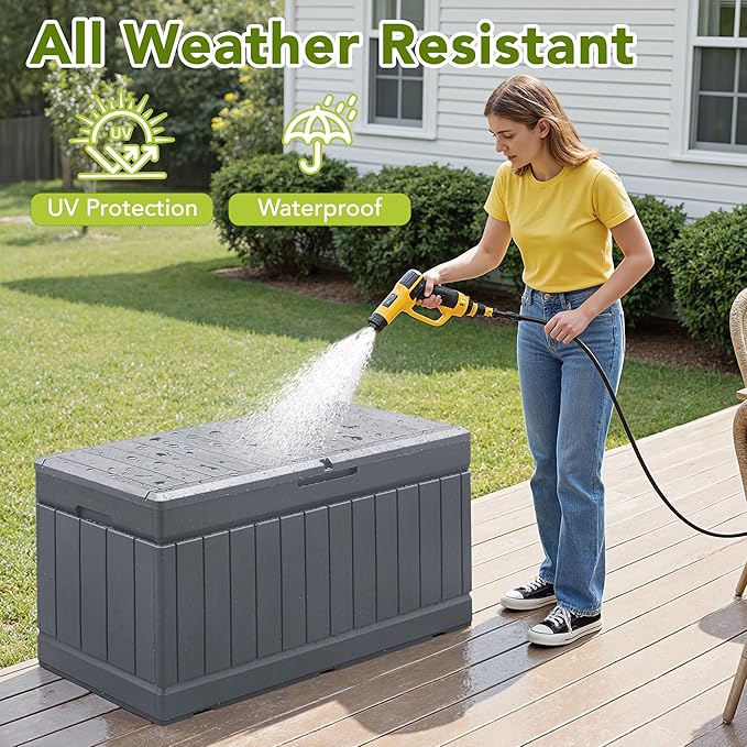 Devoko 78 Gallon Deck Box, Waterproof Resin Outdoor Storage Box - Image 4