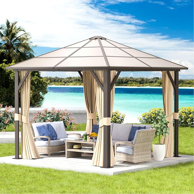 Aoxun 10FT x 10FT Gazebo Single Polycarbonate Top, Outdoor Polycarbonate Frame by Aoxun