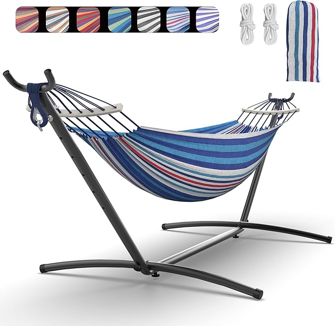 Double Hammock with Heavy-Duty Steel Stand, Easy Assembly, 600lbs Weight by Unknown