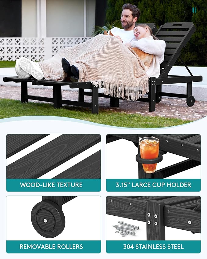 SERWALL Outdoor Chaise Lounge Set of 2 - Image 3