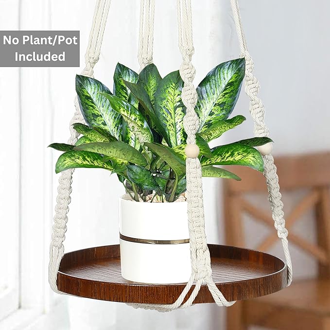 2 Pack Macrame Plant Hanger | Plant Hanger Indoor, Hanging Planter Shelf | - Image 4