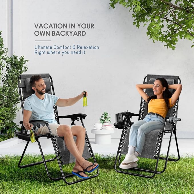 Nestl Zero Gravity Chairs Set of 2, Patio Lounge Chair Outdoor - Image 9