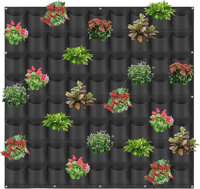 72 Pockets Hanging Planter Bags, Hanging Vertical Wall Mounted Plant Planting by Pehciroe