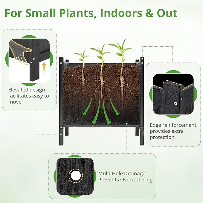 LUE BONA Outdoor Plant Pots, 13.7" x 12.5" x 14.5" HDPS Flower Pots - Image 5