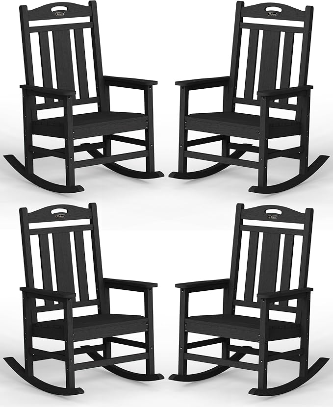 Ciokea Oversized Outdoor Rocking Chairs Set of 4, 380lbs Heavy-Duty Large Patio by CIOKEA