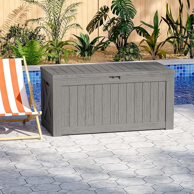Patiowell 120 Gallon Large Deck Box, Outdoor Lockable Storage Box - Image 9
