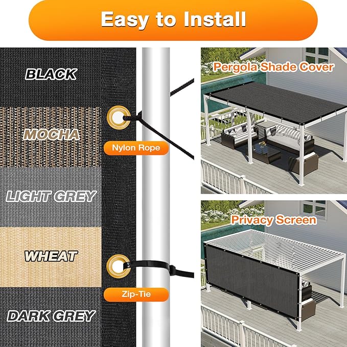 Artpuch Outdoor Pergola Shade Cover 8x13 FT Sun Shade Cloth - Image 5