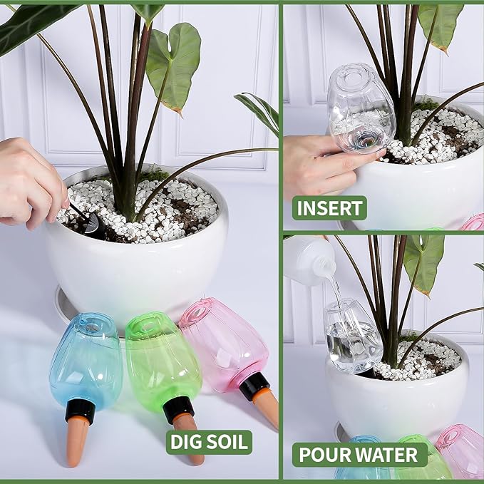 4 Pcs Plant Watering Globes Self Watering Planter Insert Plants Top Fill Water - Image 3