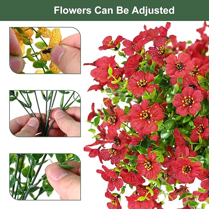 Artificial Flowers for Outdoor, UV Resistant Fake Silk Flowers, Realistic Faux - Image 2
