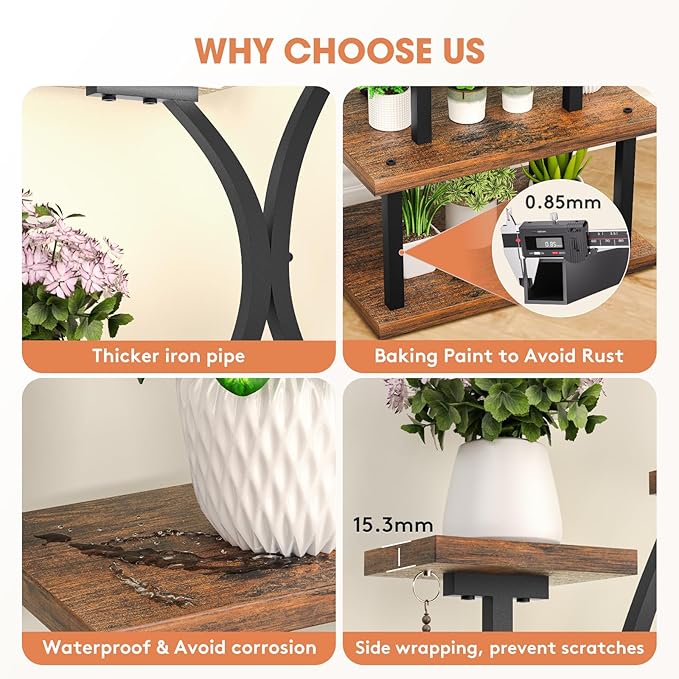 Plant Stand Indoor with Grow Light, 8 Tiered 48" Small Plant Shelf, Corner - Image 7
