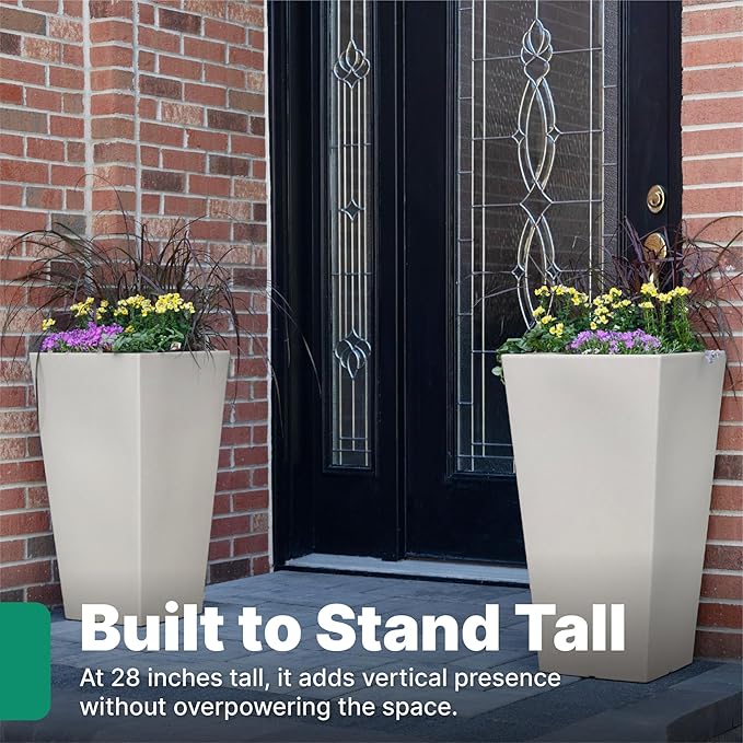 Step2 Tremont Tall Square Tapered Planter, Indoor/Outdoor Plants, Efficient - Image 3