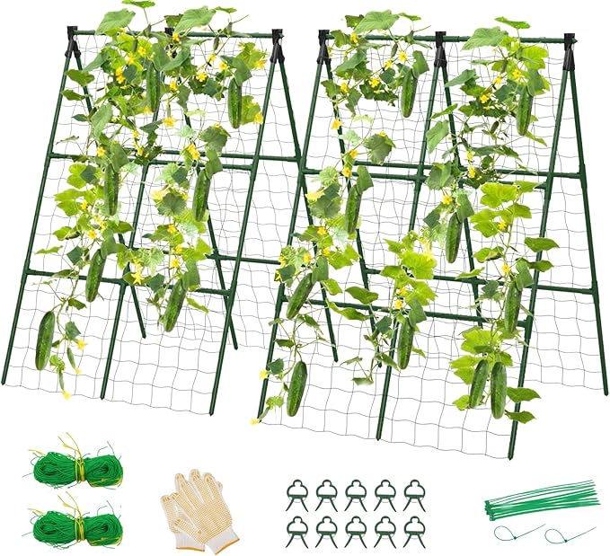 2 Pack Cucumber Trellis, A-Frame Vegetable Trellis by Lazzmonk