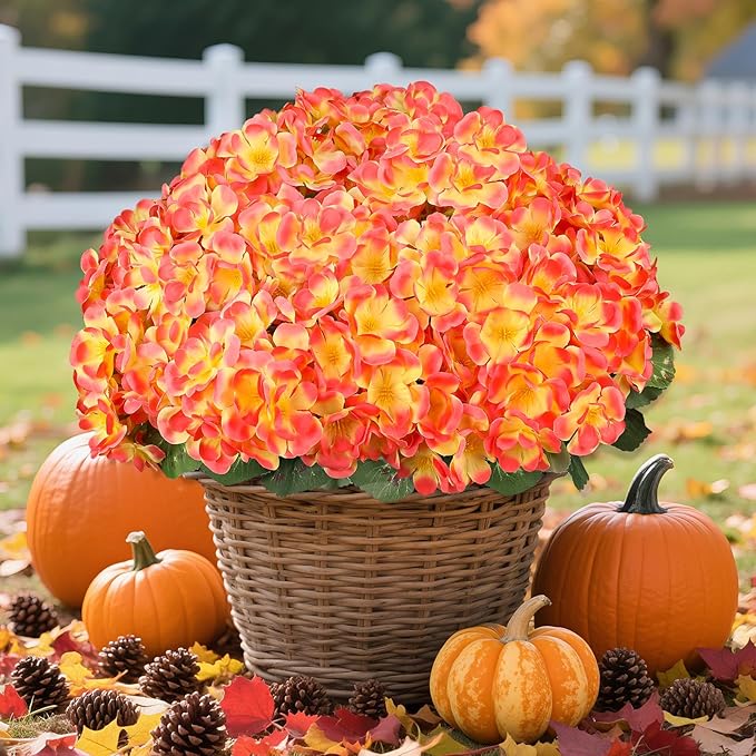 Artificial Fall Flowers for Outdoors, 6 Bundles Realistic Silk Fake Geraniums - Image 6