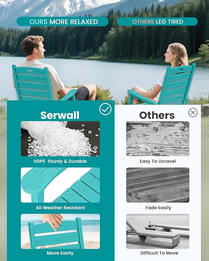 SERWALL Outdoor Rocking Chair, Oversized Rocking Chair - Image 6