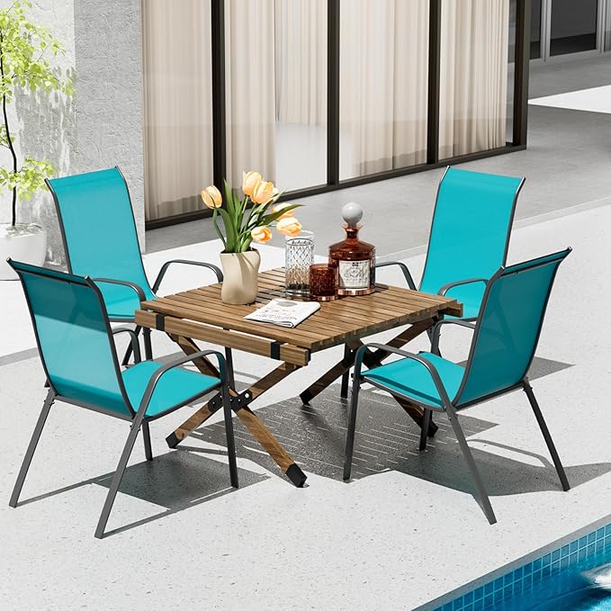 TLSUNNY Patio Chairs, Stackable Textilene Outdoor Dining Furniture - Image 2