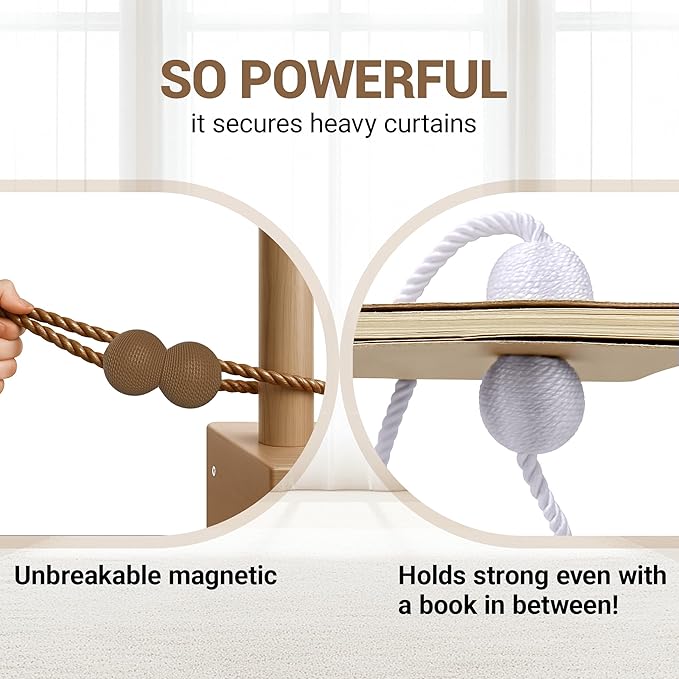 Hion Magnetic Curtain Tiebacks Dark Brown 2pcs, Curtain Tiebacks Buckles - Image 5