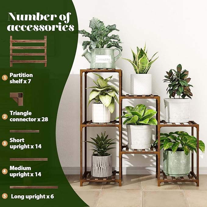 Plant Stand Indoor Outdoor Wood Plant Shelf - Image 5