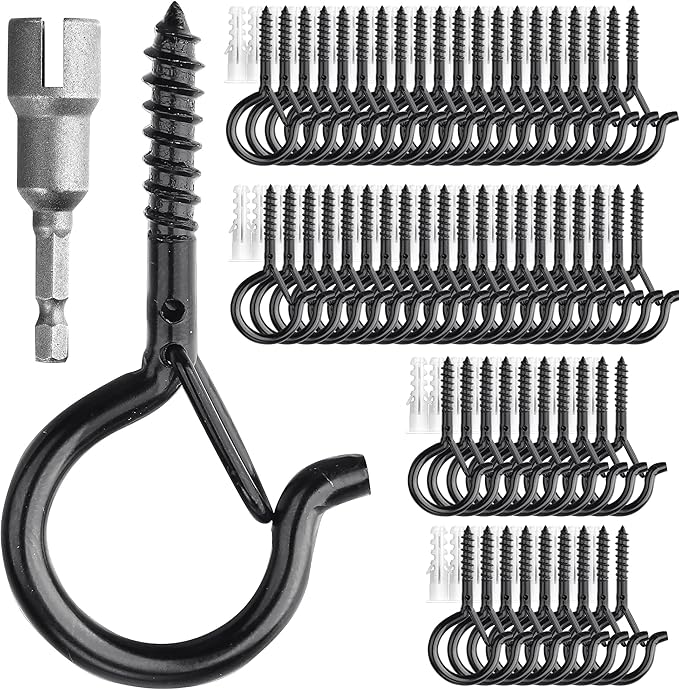 PlusRoc 60 Pack Ceiling Hooks for Hanging Plants Outdoor String Lights Heavy by PlusRoc