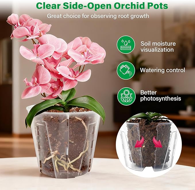 5 Inch Side-Open Orchid Pots 12 Pack, Breathable Slotted Flower Pots - Image 3