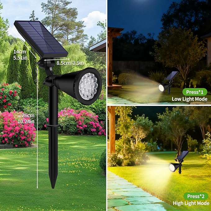 Solar Spot Lights Outdoor Waterproof, 18 LED Solar Powered Landscape Lighting - Image 6