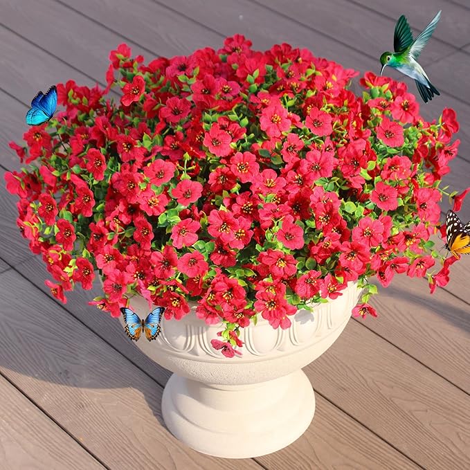 Faux Flowers for Outdoor Planters 16 Bundles UV Resistant Artificial Fake by JAKY-Global