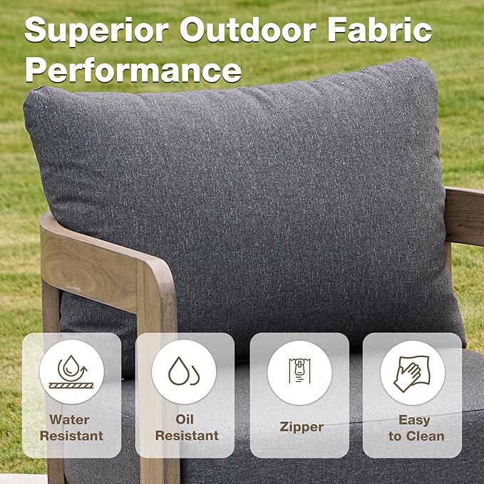 Outdoor Patio Furniture Set, 5 Pieces Modern Metal Patio Conversation Set - Image 3